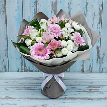 Букет цветов из:  Герберы, Альстромерии и Хризантемы в Верхний Баскунчак