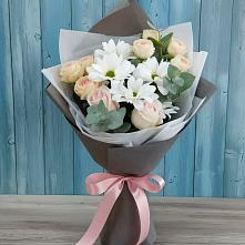 Букет цветов из:  Хризантемы и Розы в Верхний Баскунчак