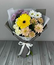 Букет цветов из:  Розы, Герберы и Хризантемы в Верхний Баскунчак