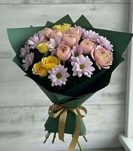 Букет цветов из:  Хризантемы и Розы в Верхний Баскунчак