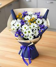 Букет цветов из:  Розы, Ирисы и Хризантемы в Верхний Баскунчак