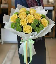 Букет цветов из:  Хризантемы и Розы в Верхний Баскунчак