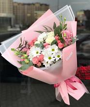 Букет цветов из:  Розы, Лизиантусы и Хризантемы в Верхний Баскунчак