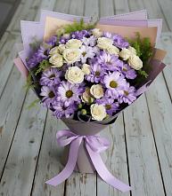 Букет цветов из:  Хризантемы и Розы в Верхний Баскунчак